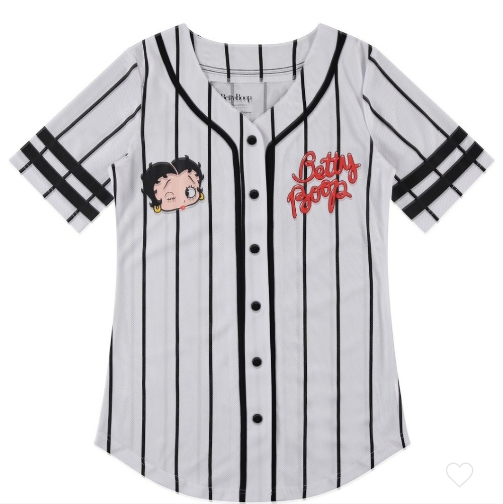 Betty Boop Baseball Style Jersey Top Sz S Black Stripe Retro Graphic